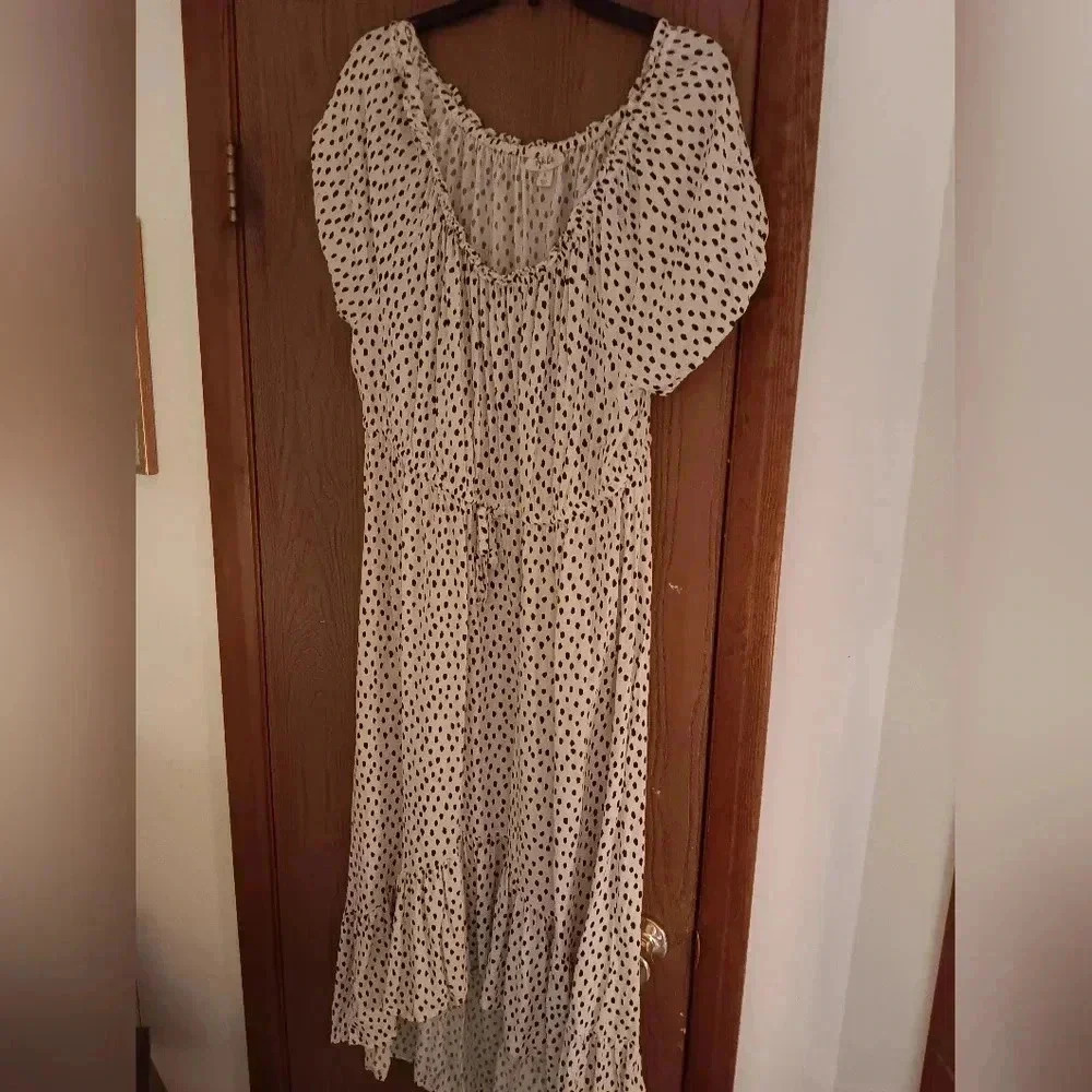 Style&Co, Dress, XL, Black/cream polked dot